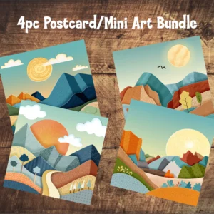 Abstract Landscape Mini Art Prints Bundle #1  - 4PC
