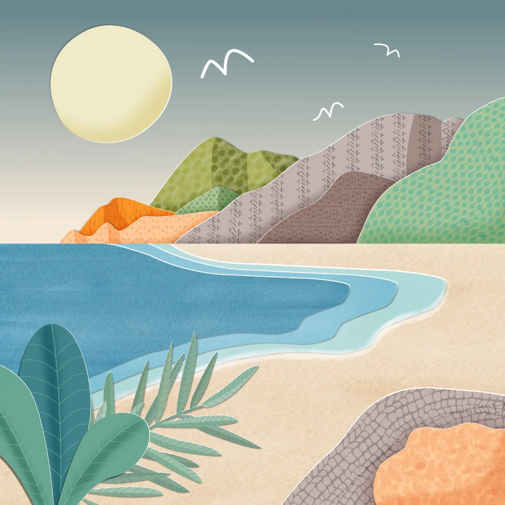 abstract coastal landscape collage