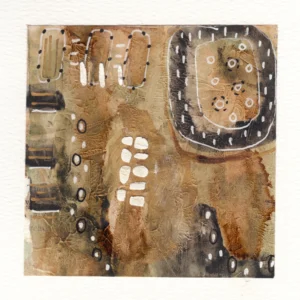Tribal Abstract Print in Raw Earth Colors with Dark Organic Elements