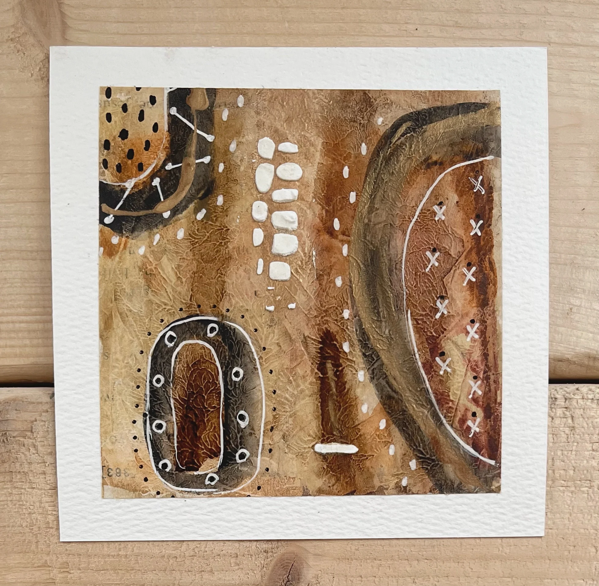 Primitive Tribal Art Print Featuring Earthy, Organic Shades by Susan Olivio