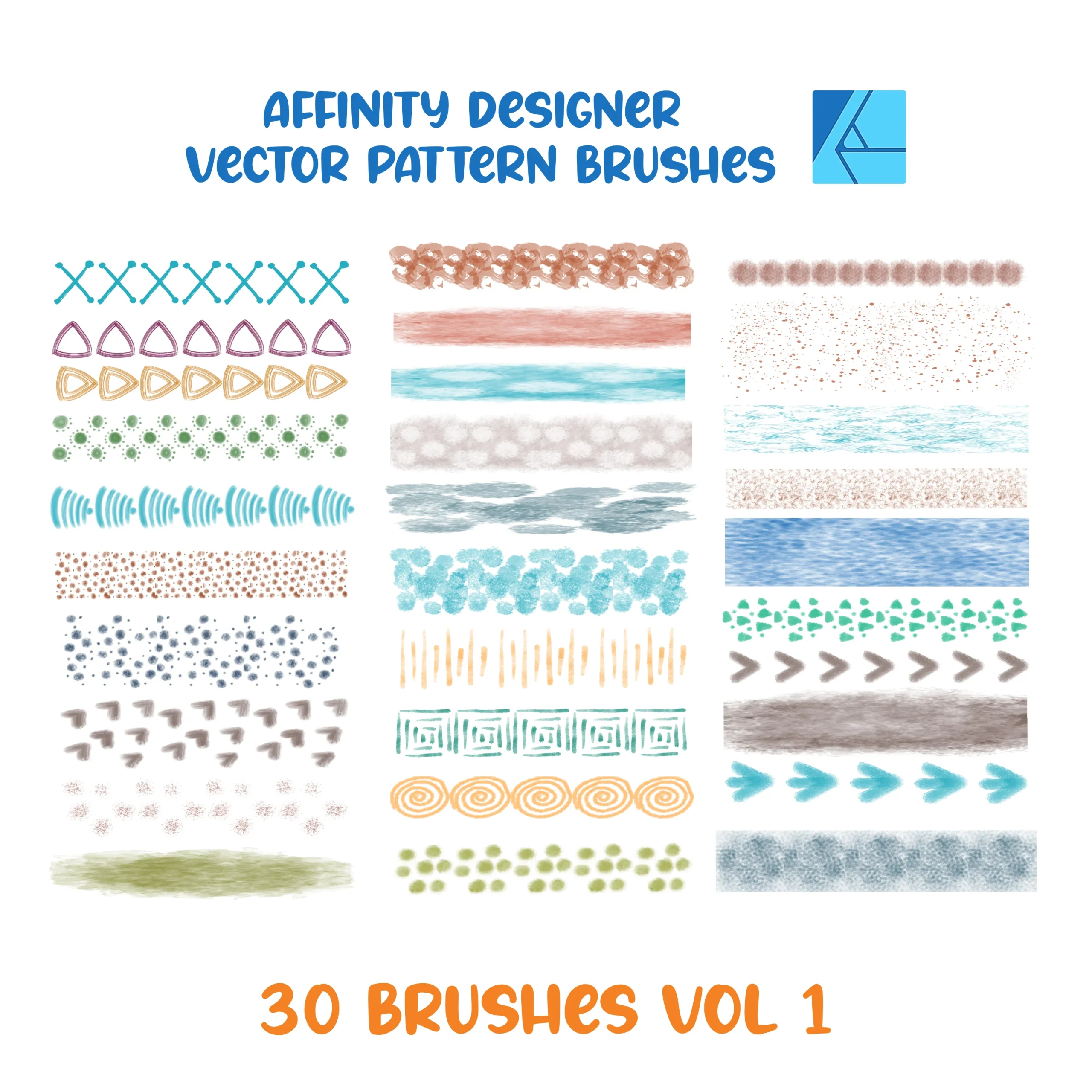 Affinity Designer Vector Brush Set | Volume 1 | Patterns and Textures | 30 Brushes | Vector Brushes not Raster | Digital Painting