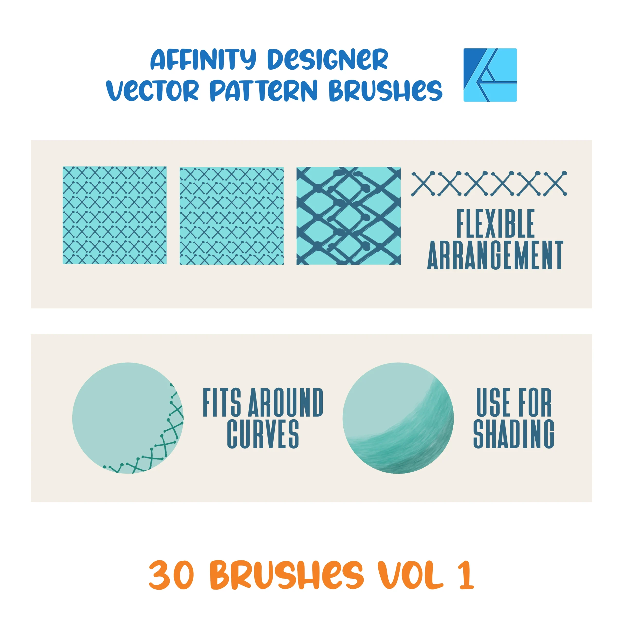 Affinity Designer Vector Brush Set | Volume 1 | Patterns and Textures | 30 Brushes | Vector Brushes not Raster | Digital Painting