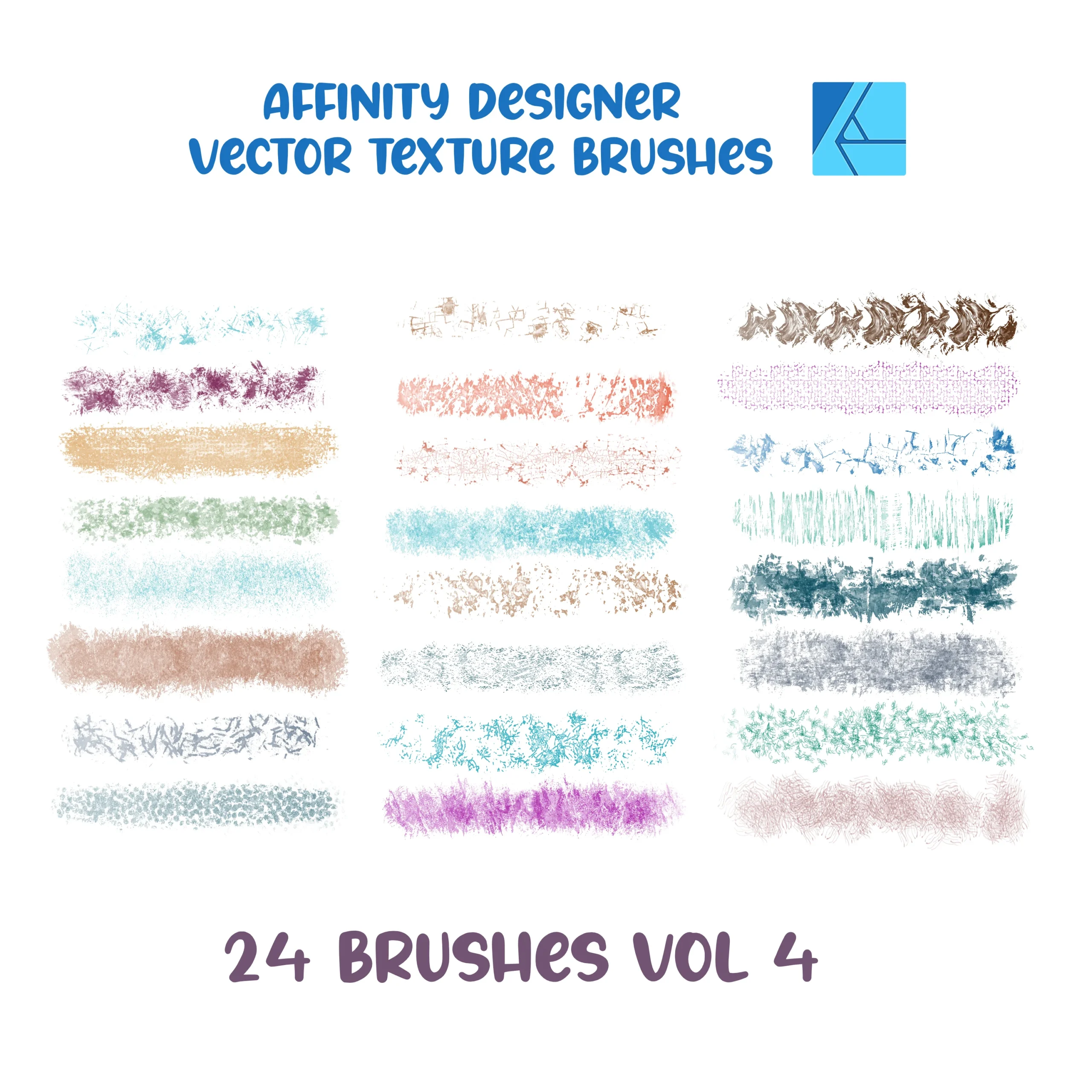 Affinity Designer Vector Brush Set | Volume 4 | Texture Brushes | 24 Brushes | Vector Brushes not Raster | Digital Painting