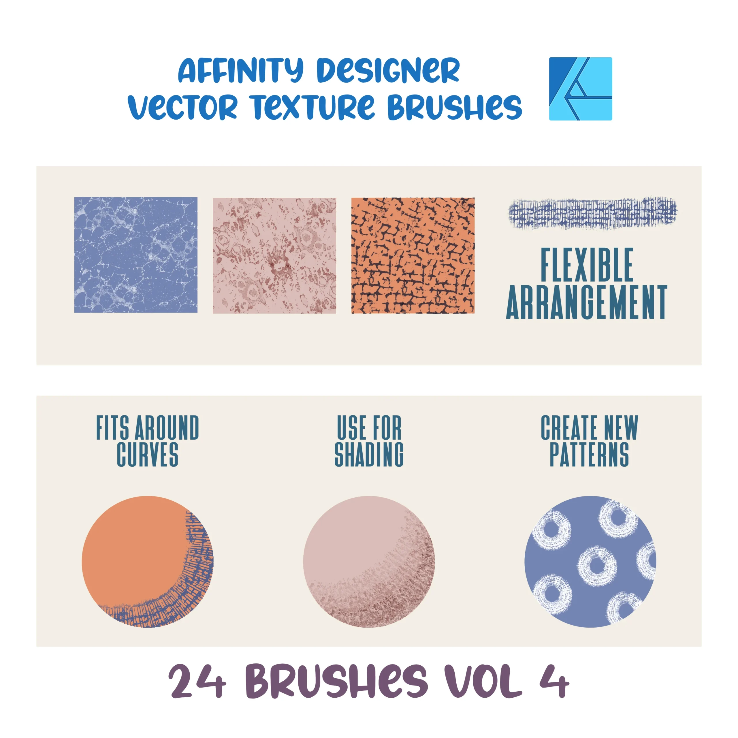 Affinity Designer Vector Brush Set | Volume 4 | Texture Brushes | 24 Brushes | Vector Brushes not Raster | Digital Painting