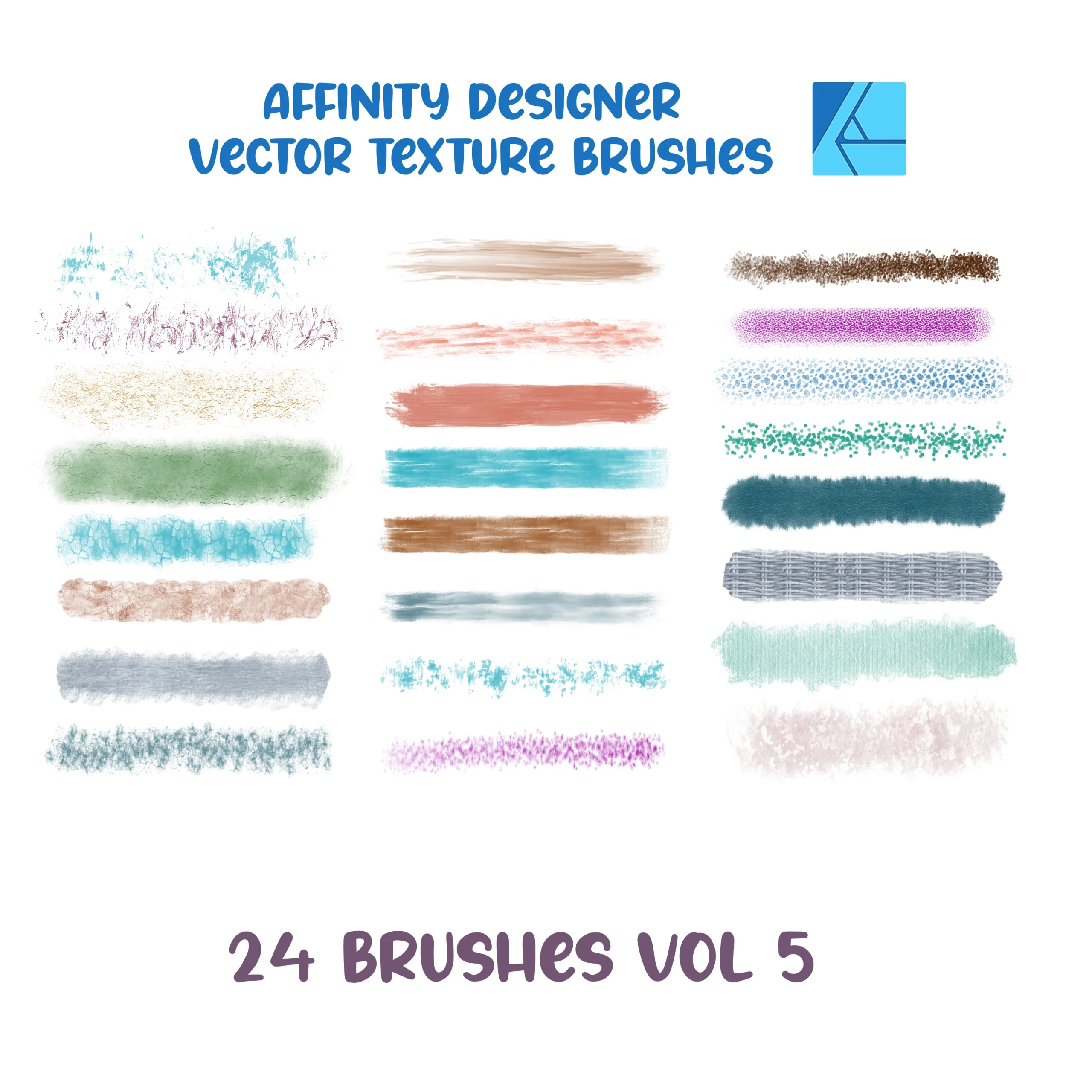 Affinity Designer Vector Texture Brush Set | Volume 5 | 24 Brushes | Vector Brushes not Raster | Digital Painting
