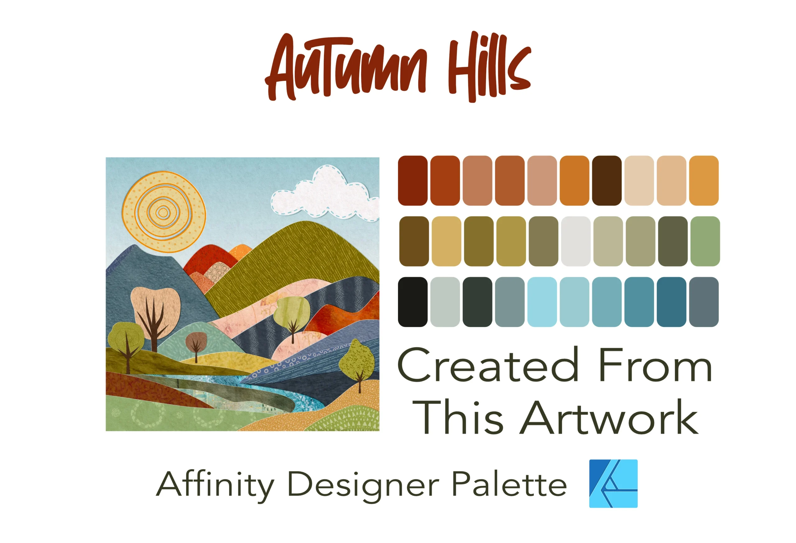 Affinity Designer Color Palette Bundle | Autumn Hills | Color Swatches | Instant Download | Digital Color | Affinity Photo | 30 Colors