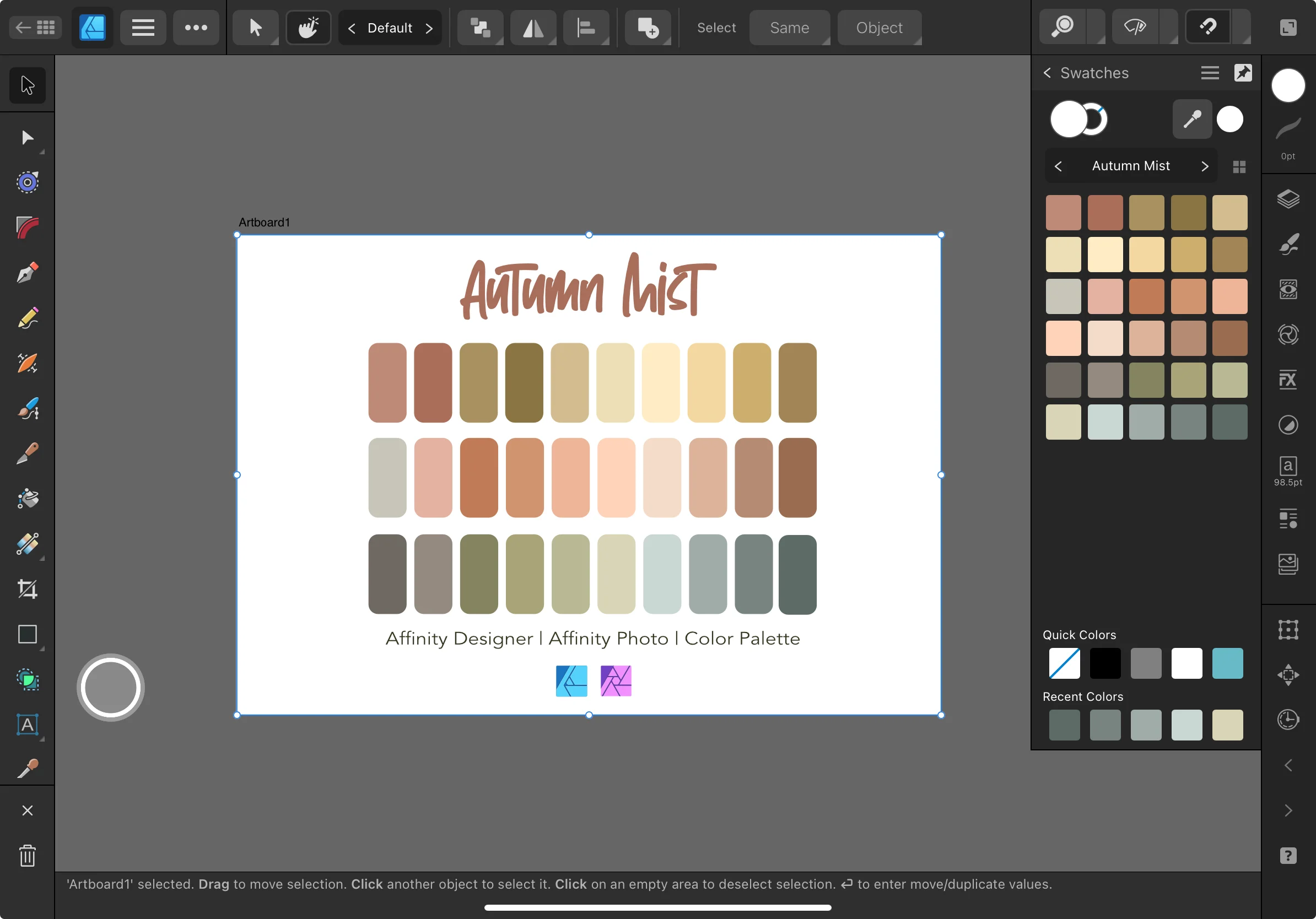 Affinity Designer Color Palette Bundle | Autumn Mist | Color Swatches | Instant Download | Digital Color | Affinity Photo | 30 Colors