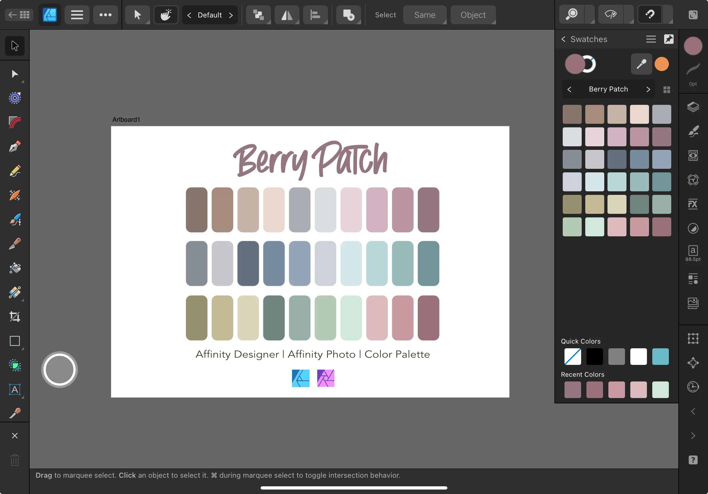 Affinity Designer Color Palette Bundle | Berry Patch | Color Swatches | Instant Download | Digital Color | Affinity Photo | 30 Colors