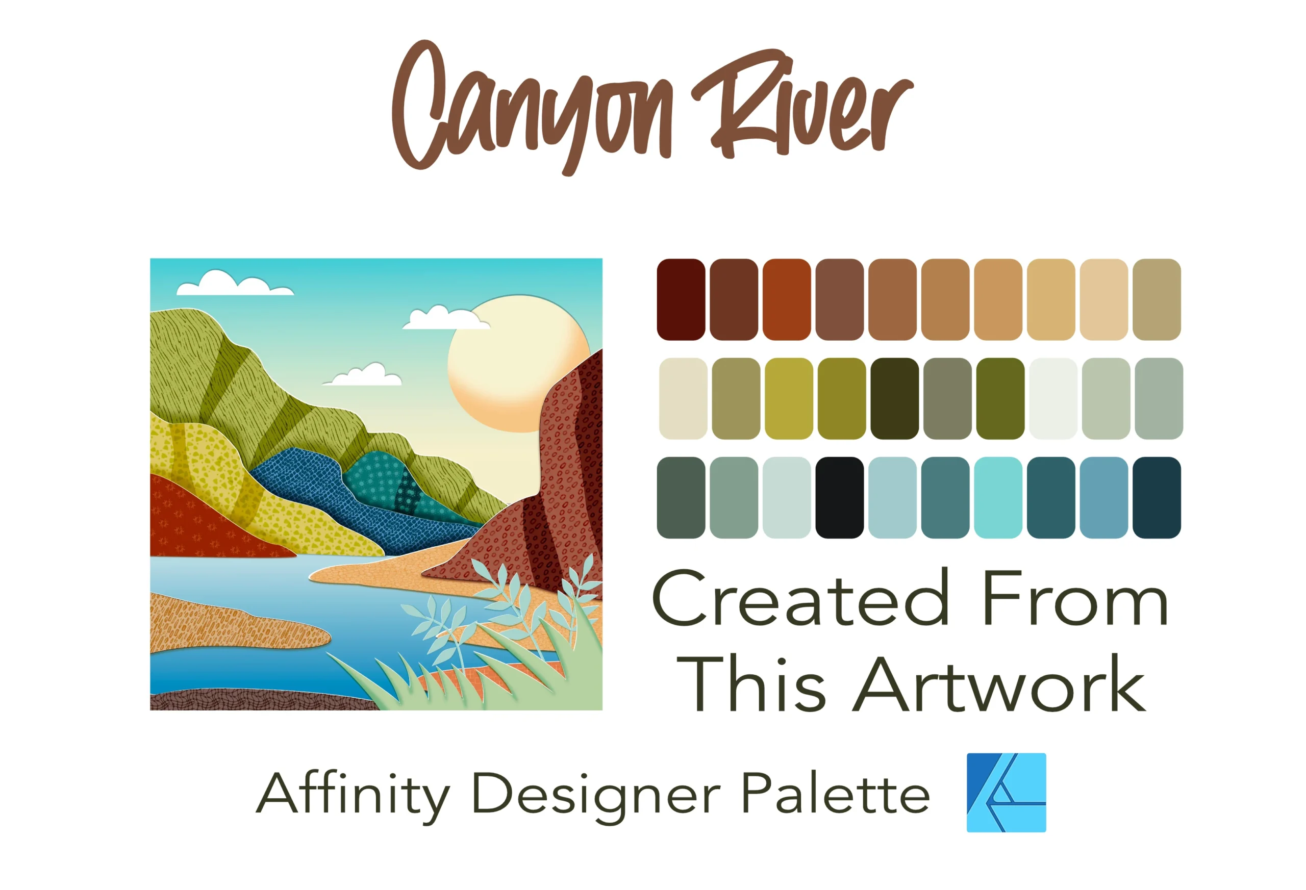 Affinity Designer Color Palette Bundle | Canyon River | Color Swatches | Instant Download | Digital Color | Affinity Photo | 30 Colors