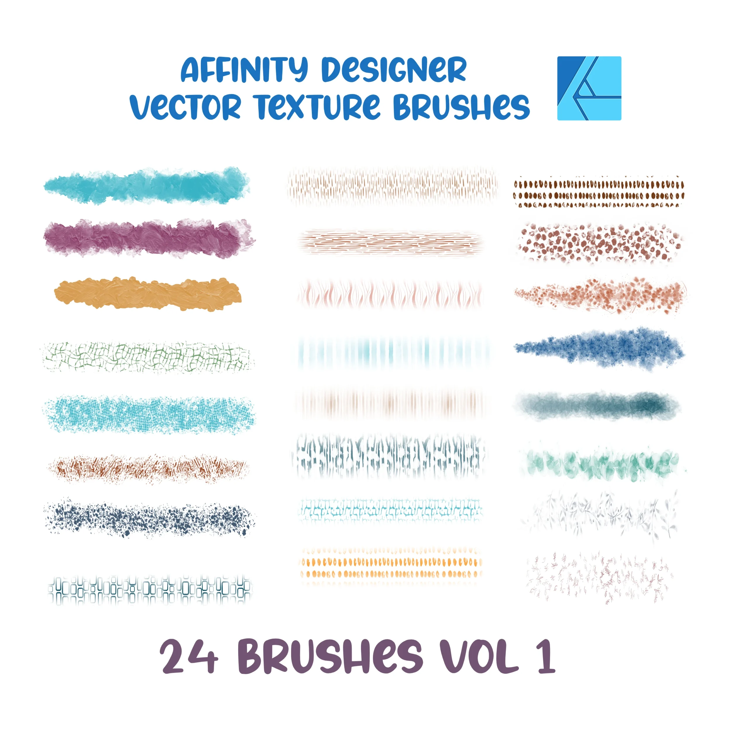 Affinity Designer Vector Brush Set | Volume 5 | Texture Brushes | 24 Brushes | Vector Brushes not Raster | Digital Painting