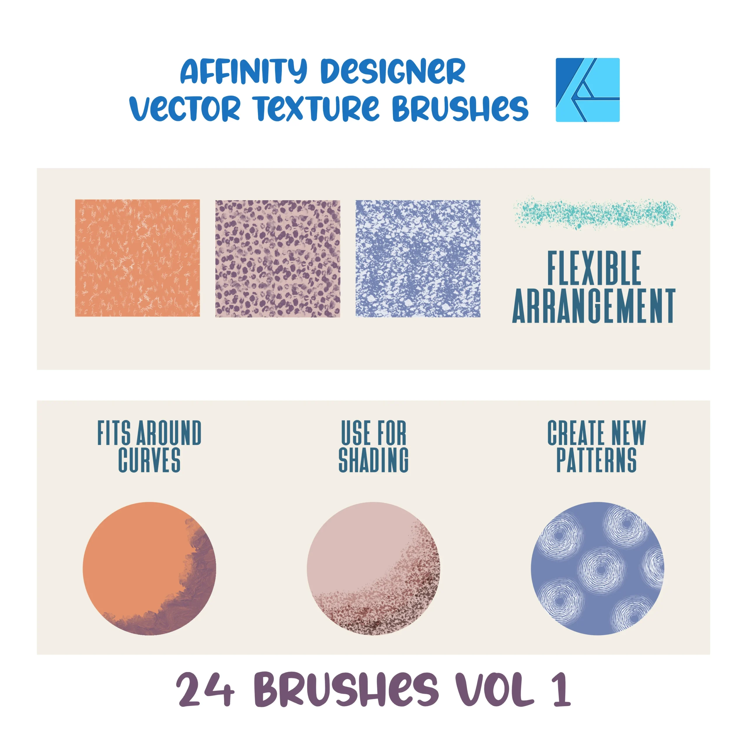 Affinity Designer Vector Texture Brush Set | Volume 1 | 24 Brushes | Vector Brushes not Raster | Digital Painting