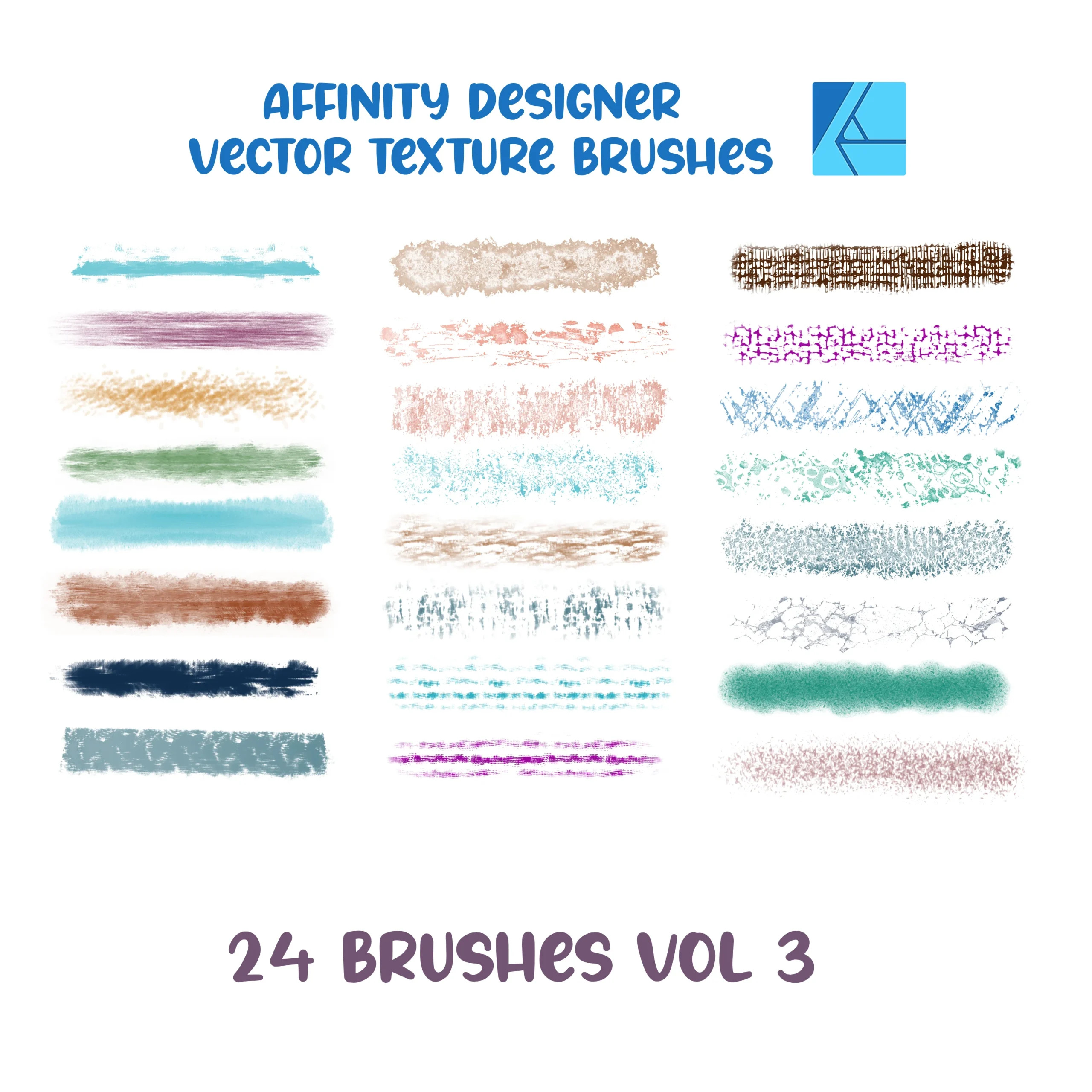 Affinity Designer Vector Brush Set | Volume 3 | Texture Brushes | 24 Brushes | Vector Brushes not Raster | Digital Painting