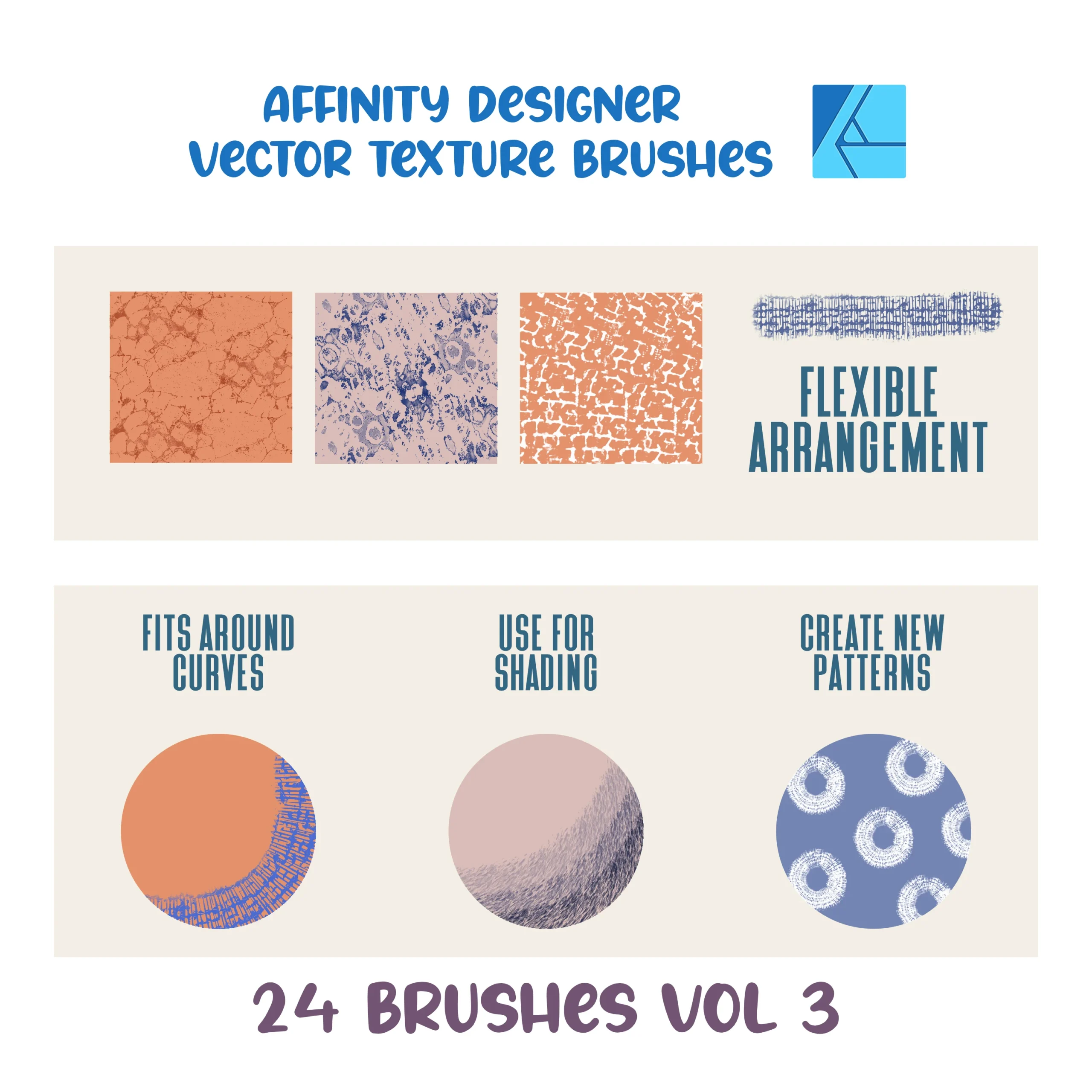 Affinity Designer Vector Brush Set | Volume 3 | Texture Brushes | 24 Brushes | Vector Brushes not Raster | Digital Painting
